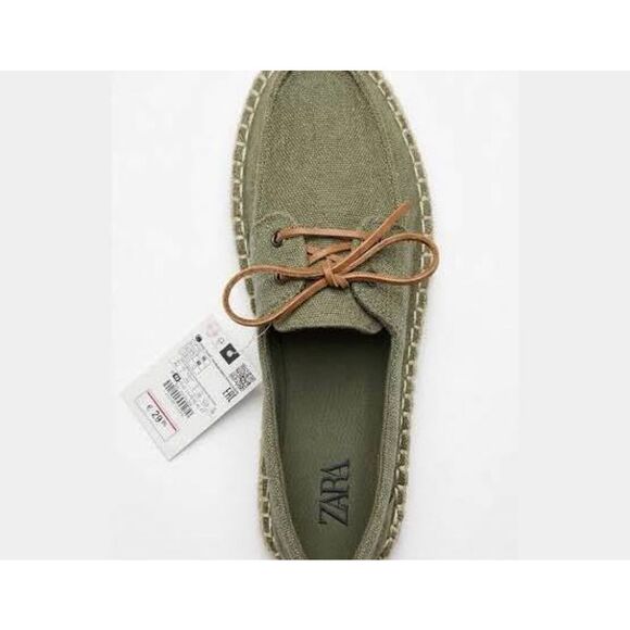 NWT Zara Gorgeous Sz 10 Men\'s Khaki /Olive Green Suede Espadrille Lace-Up Shoes main image 13